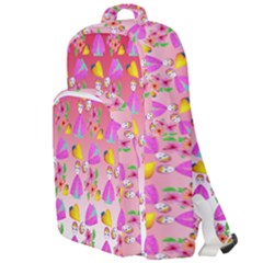 Girl With Hood Cape Heart Lemon Pattern Red Ombre Double Compartment Backpack