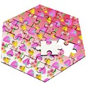 Girl With Hood Cape Heart Lemon Pattern Red Ombre Wooden Puzzle Hexagon View2