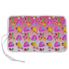 Girl With Hood Cape Heart Lemon Pattern Red Ombre Pen Storage Case (m)