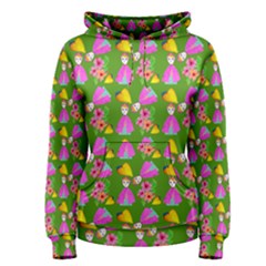 Girl With Hood Cape Heart Lemon Pattern Green Women s Pullover Hoodie by snowwhitegirl