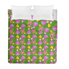 Girl With Hood Cape Heart Lemon Pattern Green Duvet Cover Double Side (full/ Double Size) by snowwhitegirl