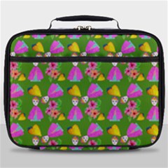 Girl With Hood Cape Heart Lemon Pattern Green Full Print Lunch Bag