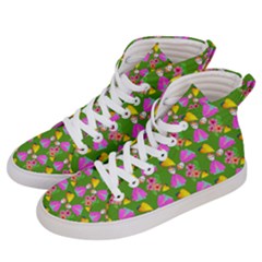 Girl With Hood Cape Heart Lemon Pattern Green Men s Hi-top Skate Sneakers by snowwhitegirl