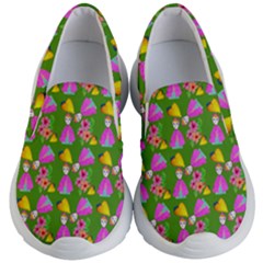 Girl With Hood Cape Heart Lemon Pattern Green Kids Lightweight Slip Ons by snowwhitegirl