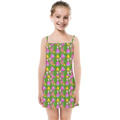 Girl With Hood Cape Heart Lemon Pattern Green Kids  Summer Sun Dress by snowwhitegirl