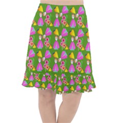 Girl With Hood Cape Heart Lemon Pattern Green Fishtail Chiffon Skirt by snowwhitegirl