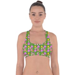 Girl With Hood Cape Heart Lemon Pattern Green Cross Back Hipster Bikini Top  by snowwhitegirl