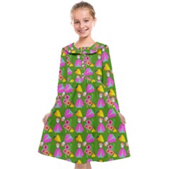 Girl With Hood Cape Heart Lemon Pattern Green Kids  Midi Sailor Dress by snowwhitegirl