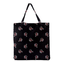 Ugly Monster Fish Motif Print Pattern Grocery Tote Bag by dflcprintsclothing