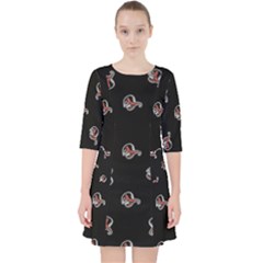 Ugly Monster Fish Motif Print Pattern Pocket Dress