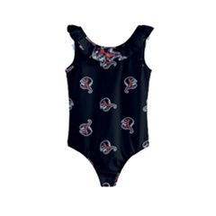 Ugly Monster Fish Motif Print Pattern Kids  Frill Swimsuit