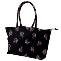 Ugly Monster Fish Motif Print Pattern Canvas Shoulder Bag by dflcprintsclothing