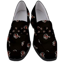 Ugly Monster Fish Motif Print Pattern Women s Chunky Heel Loafers by dflcprintsclothing