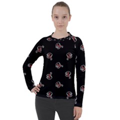 Ugly Monster Fish Motif Print Pattern Women s Pique Long Sleeve Tee