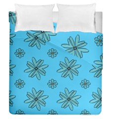 Blue Repeat Pattern Duvet Cover Double Side (queen Size) by emmamatrixworm