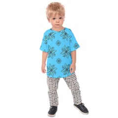 Blue Repeat Pattern Kids  Raglan Tee