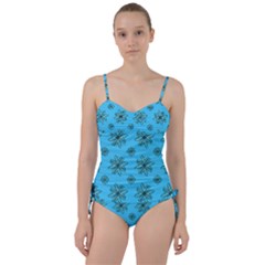 Blue Repeat Pattern Sweetheart Tankini Set