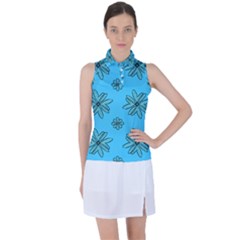 Blue Repeat Pattern Women s Sleeveless Polo Tee by emmamatrixworm