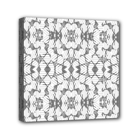 Grey And White Abstract Geometric Print Mini Canvas 6  X 6  (stretched) by dflcprintsclothing