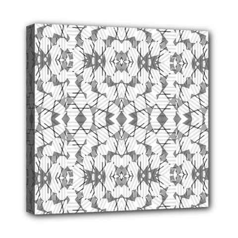 Grey And White Abstract Geometric Print Mini Canvas 8  X 8  (stretched) by dflcprintsclothing