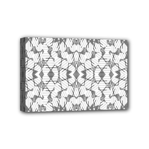 Grey And White Abstract Geometric Print Mini Canvas 6  X 4  (stretched) by dflcprintsclothing