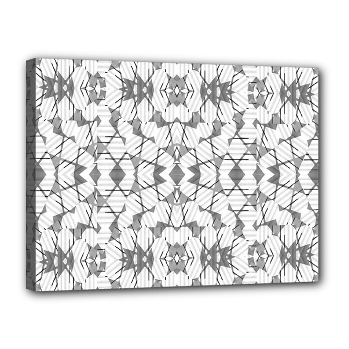 Grey And White Abstract Geometric Print Canvas 16  x 12  (Stretched)