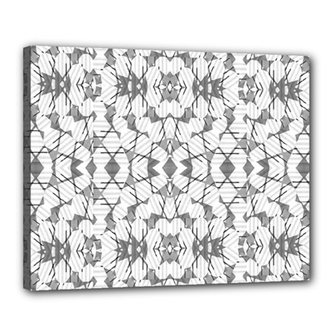 Grey And White Abstract Geometric Print Canvas 20  X 16  (stretched) by dflcprintsclothing