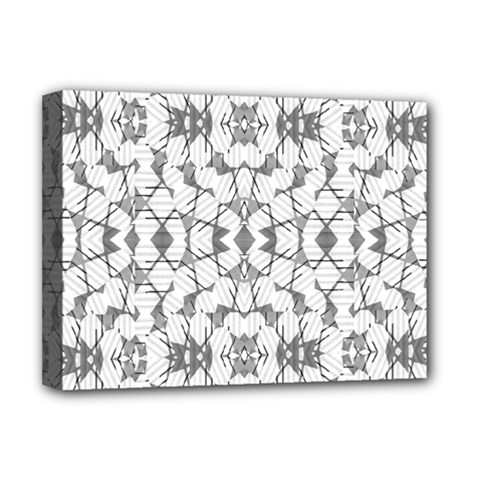 Grey And White Abstract Geometric Print Deluxe Canvas 16  X 12  (stretched)  by dflcprintsclothing