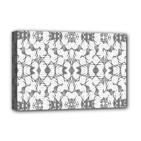 Grey And White Abstract Geometric Print Deluxe Canvas 18  X 12  (stretched) by dflcprintsclothing