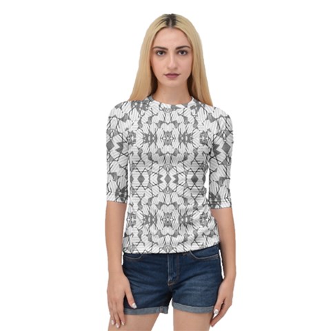 Grey And White Abstract Geometric Print Quarter Sleeve Raglan Tee by dflcprintsclothing