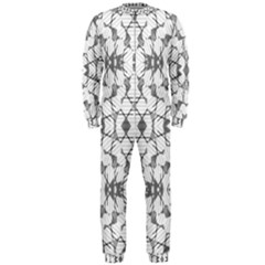 Grey And White Abstract Geometric Print Onepiece Jumpsuit (men) 