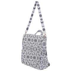 Grey And White Abstract Geometric Print Crossbody Backpack by dflcprintsclothing