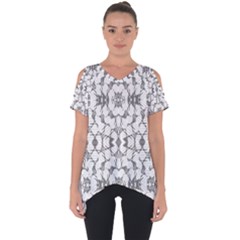 Grey And White Abstract Geometric Print Cut Out Side Drop Tee by dflcprintsclothing