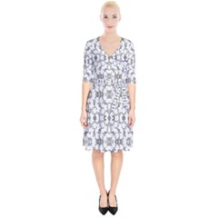 Grey And White Abstract Geometric Print Wrap Up Cocktail Dress by dflcprintsclothing