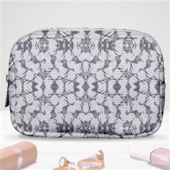 Grey And White Abstract Geometric Print Make Up Pouch (small)