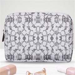 Grey And White Abstract Geometric Print Make Up Pouch (medium)