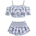 Grey And White Abstract Geometric Print Kids  Off Shoulder Skirt Bikini View1