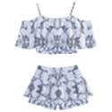 Grey And White Abstract Geometric Print Kids  Off Shoulder Skirt Bikini View2