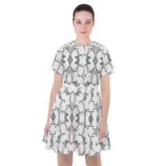 Grey And White Abstract Geometric Print Sailor Dress by dflcprintsclothing