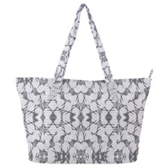 Grey And White Abstract Geometric Print Full Print Shoulder Bag