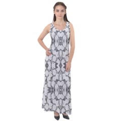 Grey And White Abstract Geometric Print Sleeveless Velour Maxi Dress by dflcprintsclothing