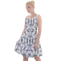 Grey And White Abstract Geometric Print Knee Length Skater Dress by dflcprintsclothing