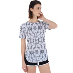 Grey And White Abstract Geometric Print Perpetual Short Sleeve T-shirt by dflcprintsclothing