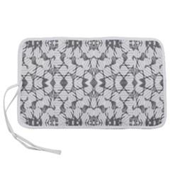 Grey And White Abstract Geometric Print Pen Storage Case (l) by dflcprintsclothing