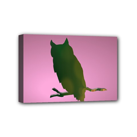 Owl Bird Branch Nature Animal Mini Canvas 6  X 4  (stretched) by HermanTelo