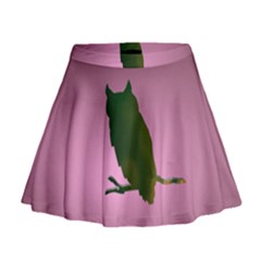 Owl Bird Branch Nature Animal Mini Flare Skirt