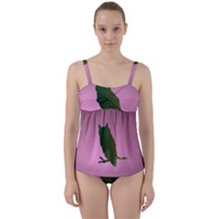 Owl Bird Branch Nature Animal Twist Front Tankini Set