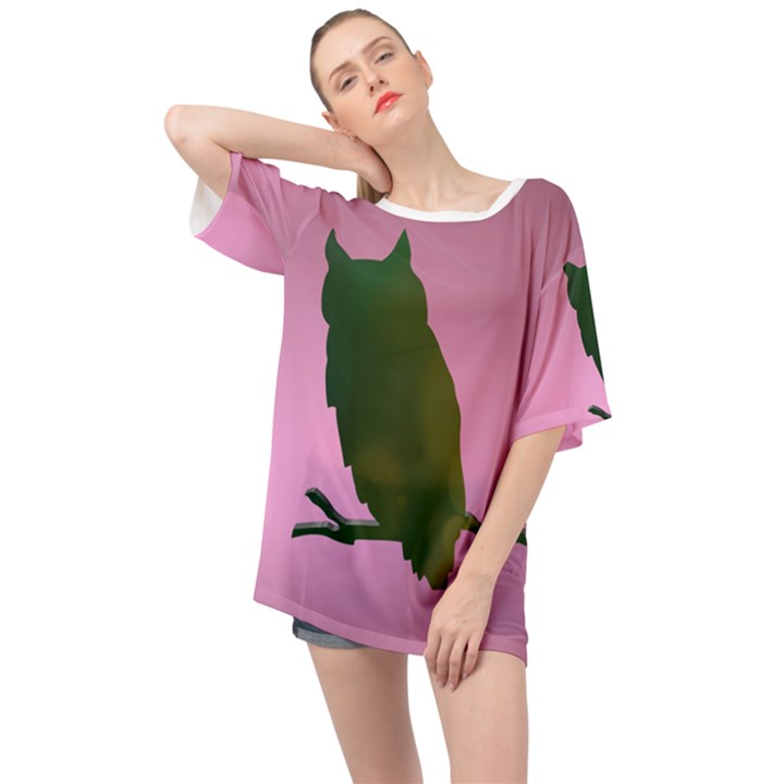 Owl Bird Branch Nature Animal Oversized Chiffon Top