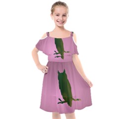 Owl Bird Branch Nature Animal Kids  Cut Out Shoulders Chiffon Dress