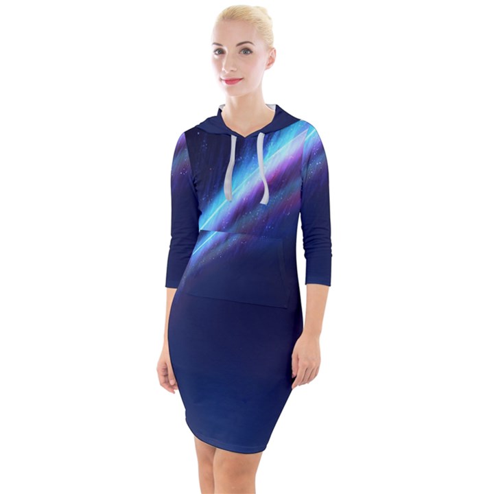 Light Fleeting Man s Sky Magic Quarter Sleeve Hood Bodycon Dress